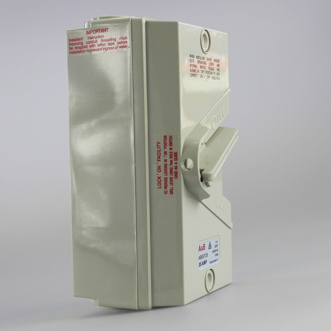 35 Amp Single Phase Weatherproof Electric Isolator Switch IP66 1 Pole